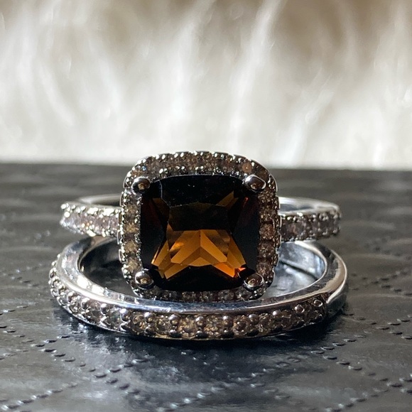 925 Sterling Silver Chocolate Brown CZ Ring - Picture 5 of 6